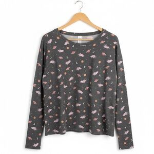 SO NWOT Pajama Top Long Sleeve Soft Stretchy Space